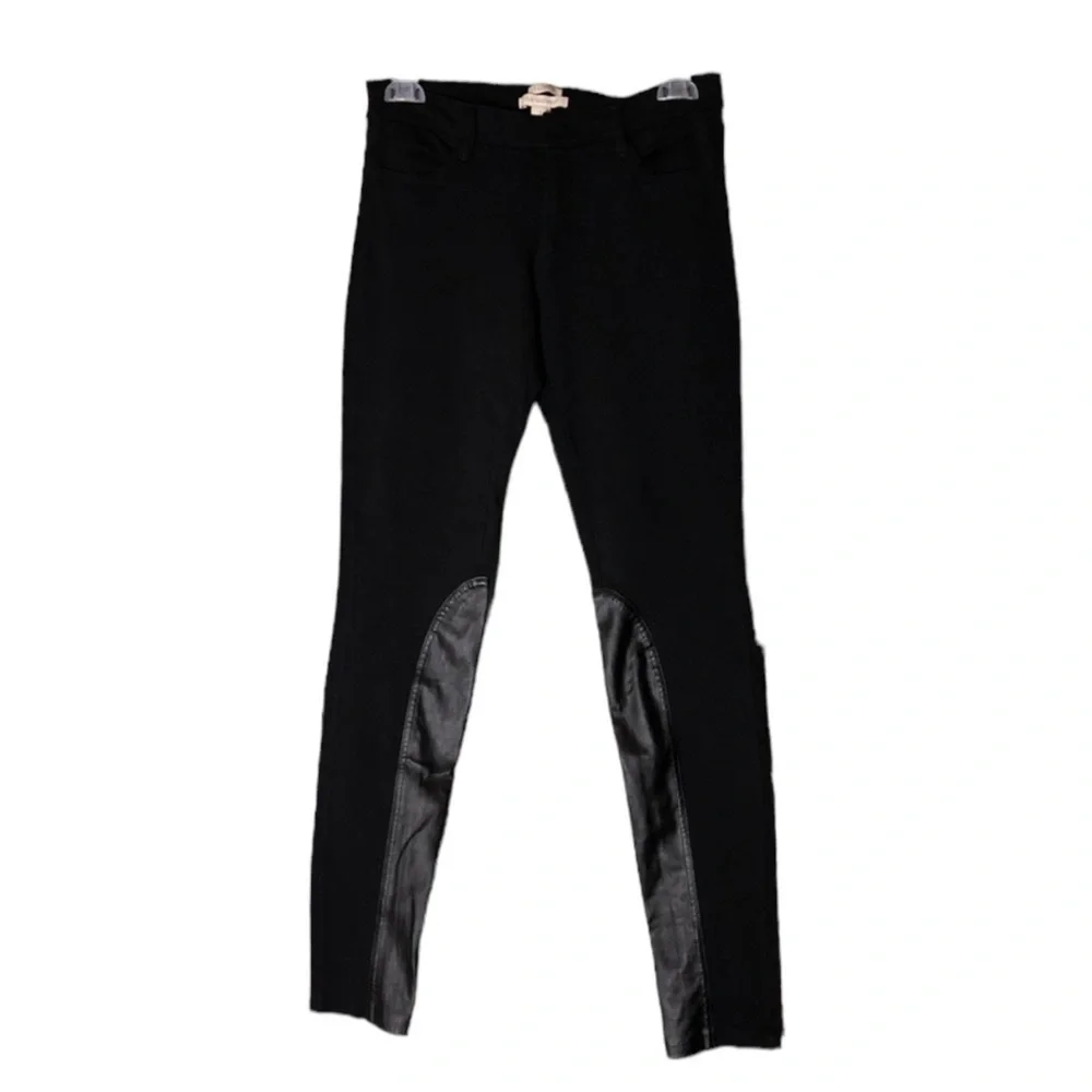 J. CREW “The Gigi Pant” Equestrian Style Faux Leather Knit Pants in Black Size 2